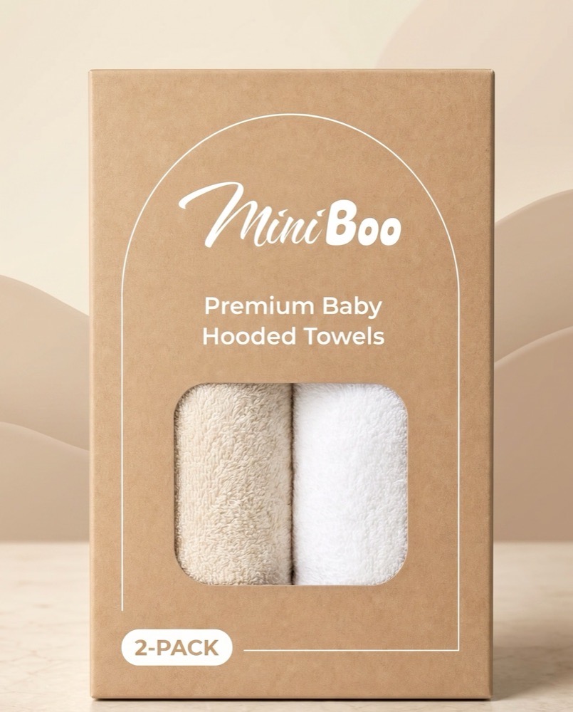 MiniBoo 2-pack retail box with Little Bear and Cream Bear towels