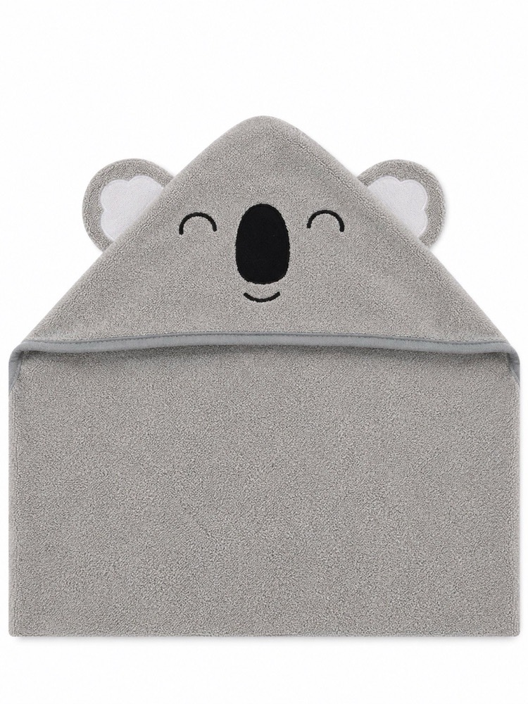 Sleepy Koala hooded towel with closed embroidered eyes